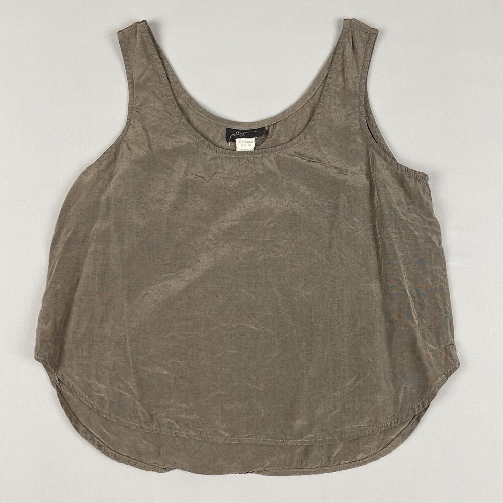 Benjamin Jay Boutique Sleeveless Silky Tank Top Women’s 12 Green/Brown Vintage - Picture 4 of 11